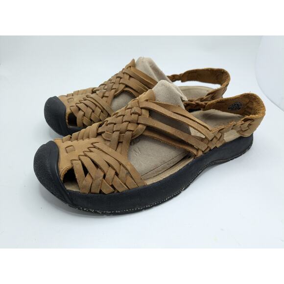 Keen Women's Tan Leather Woven Hurache-style Hiking Sandals Sz 9 - Picture 1 of 9